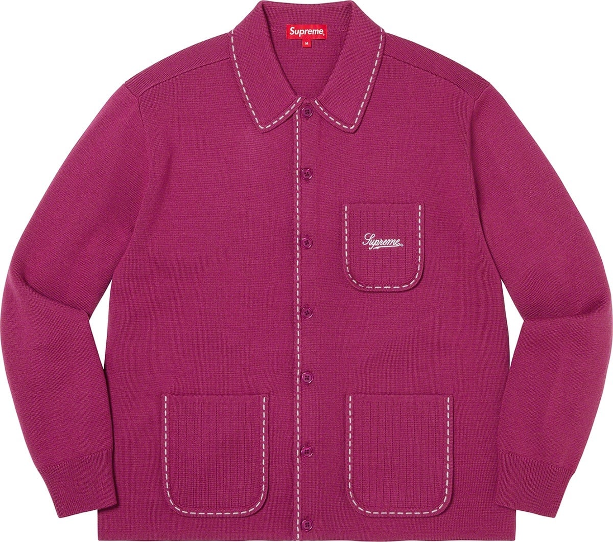 Contrast Stitch Button Up Sweater view 3